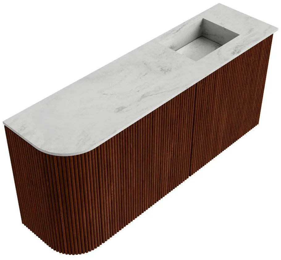 Mondiaz Joya DLux 90cm toiletmeubel ronding links ruby met wastafel faye rechts 1 kraangat opalo