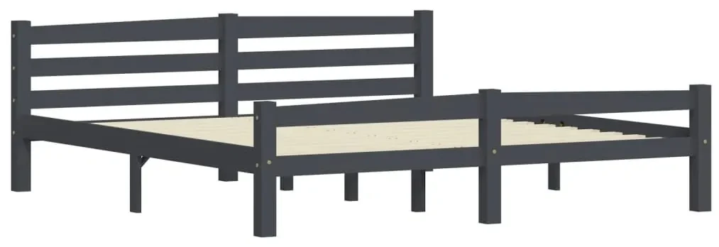 vidaXL Bedframe met 4 lades massief grenenhout donkergrijs 180x200 cm