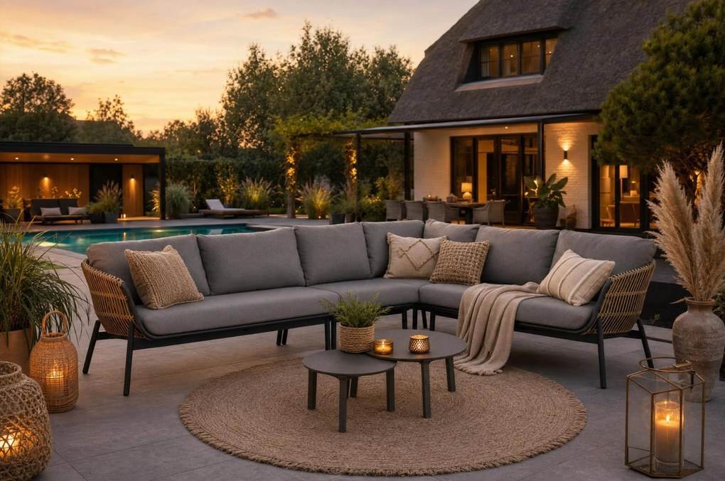 Hoek loungeset 5 personen Aluminium/wicker Taupe  Coco Nathan/Rimini
