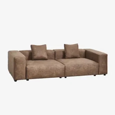 Modulaire 2-delige Bank (↔︎270 Cm) Met Hoge Armleuning Bruna Bruin Koffie Suède - Sklum