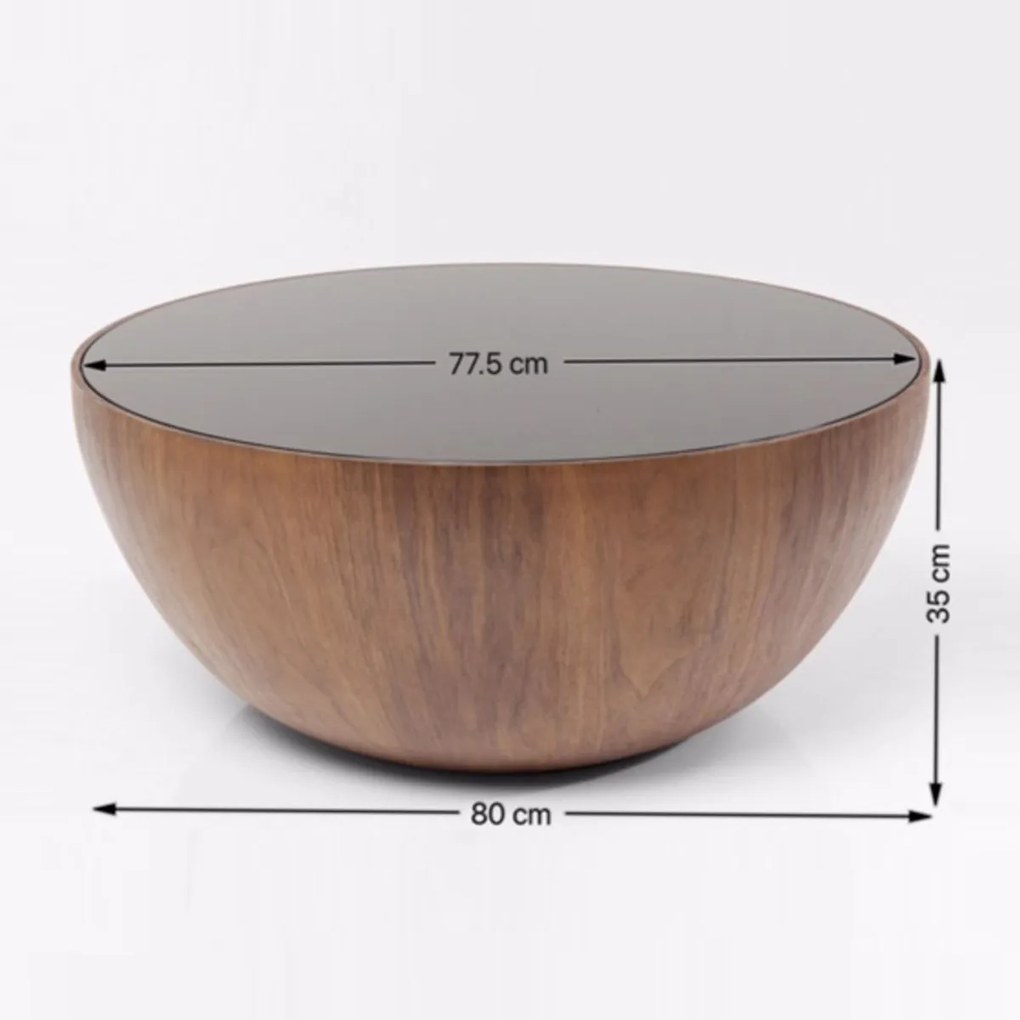 Ronde Bol Salontafel Walnoot - 80 X 80cm.