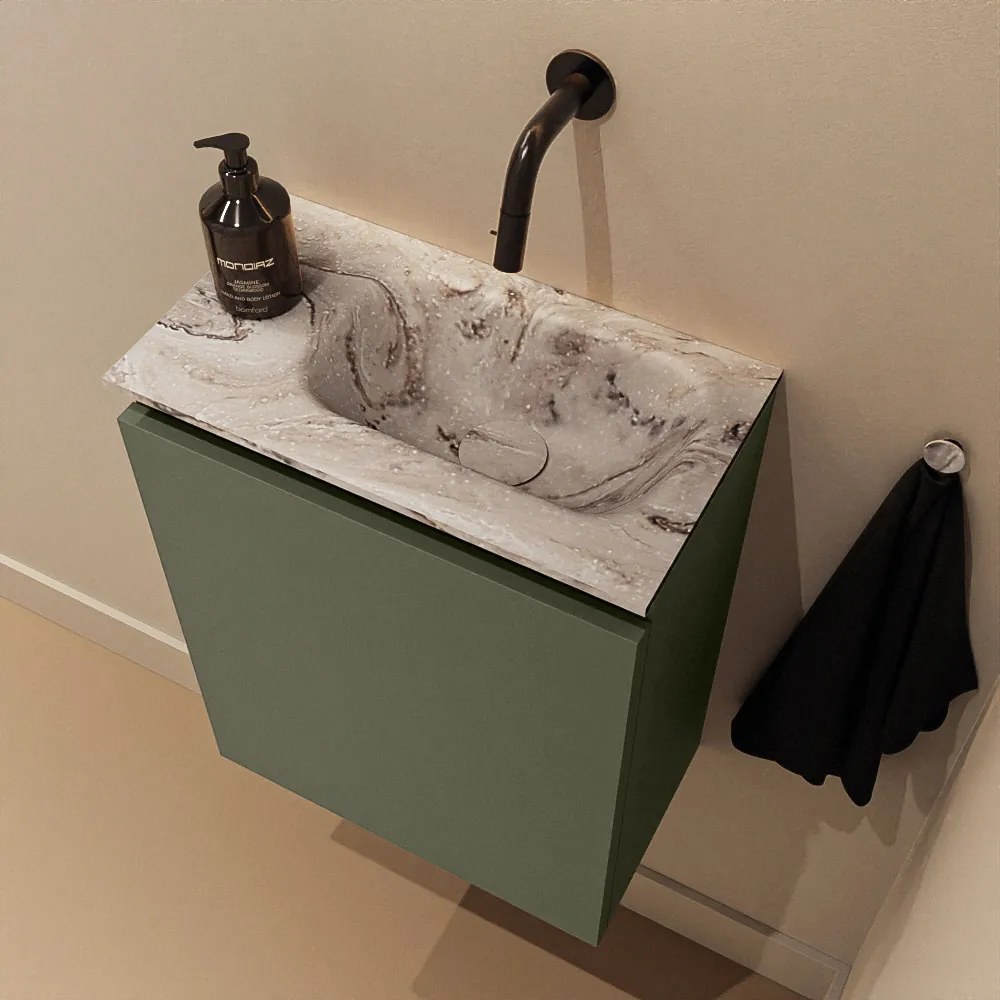 Mondiaz Ture DLux toiletmeubel 40cm army met wastafel glace rechts zonder kraangat