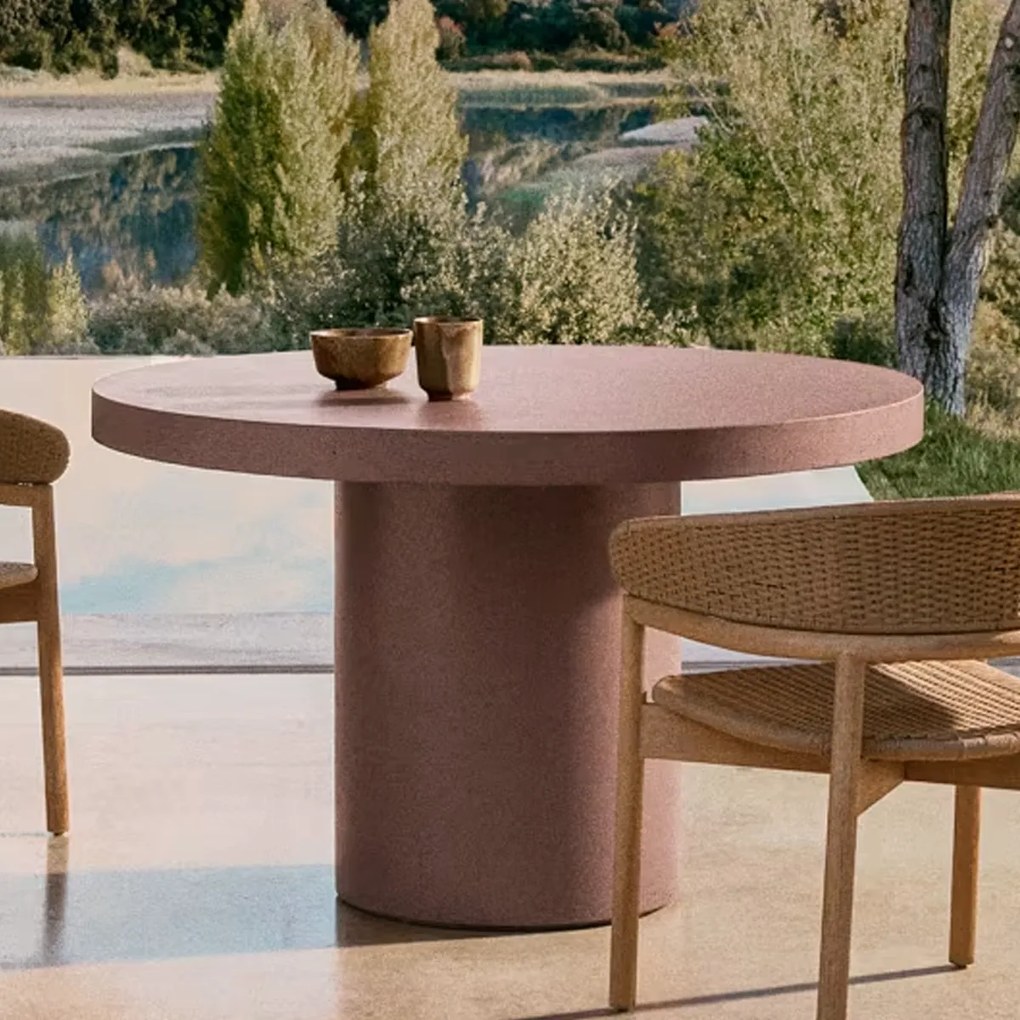 Kave Home Aiguablava Cement Eettafel Rond Terracotta 120 Cm - 120 X 120cm.