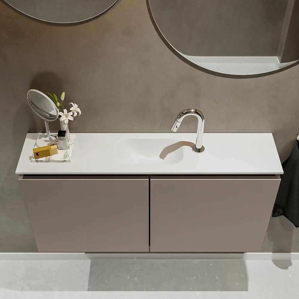 Mondiaz Ture 100cm toiletmeubel smoke met wastafel talc midden 1 kraangat