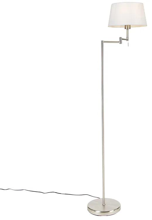 Klassieke vloerlamp staal met witte kap verstelbaar - Ladas Klassiek / Antiek E27 Binnenverlichting Lamp