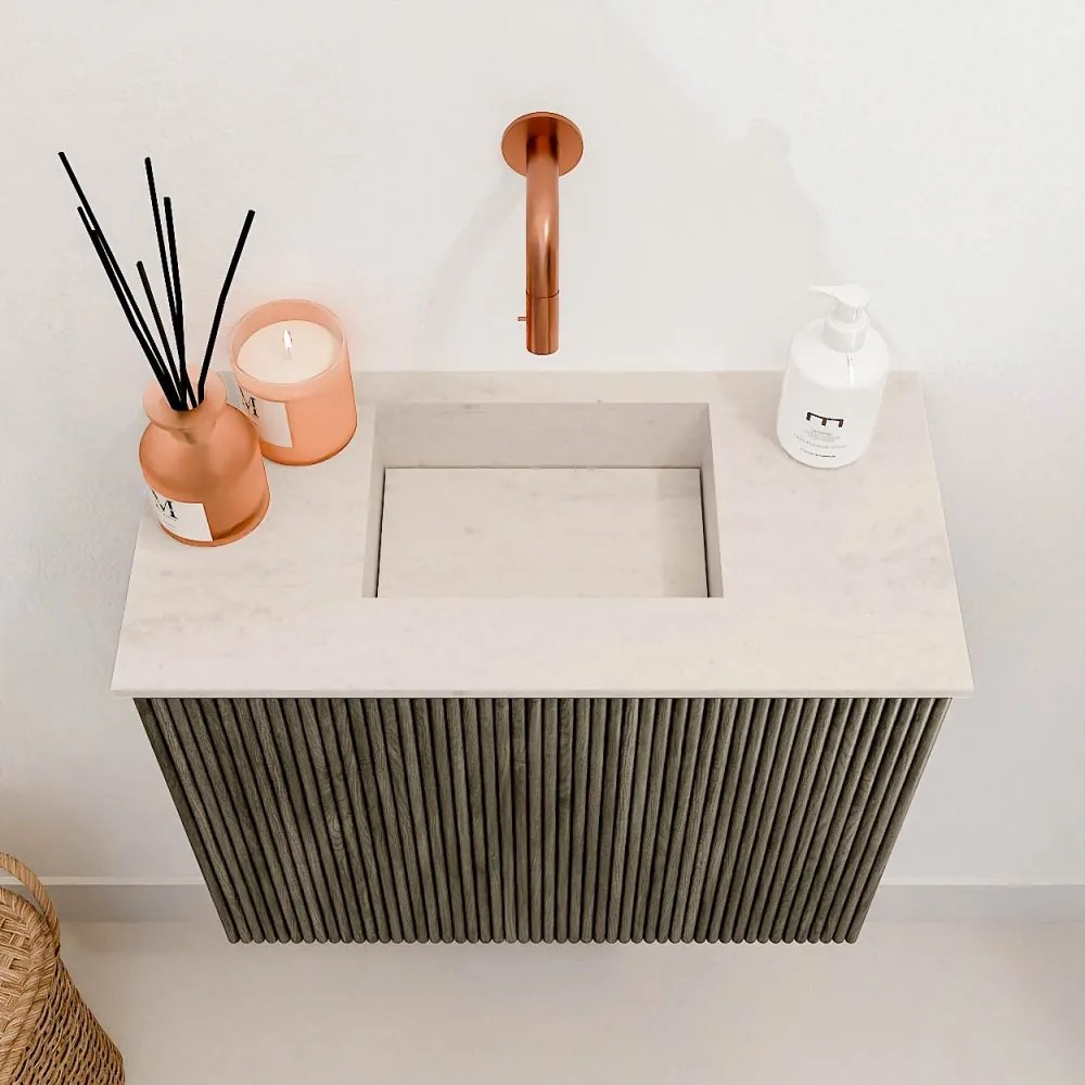 Mondiaz Joya DLux 50cm toiletmeubel shadow met wastafel faye midden zonder kraangat meli