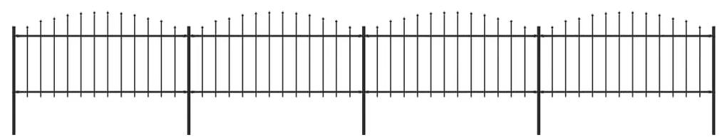 vidaXL Tuinhek met speren bovenkant (0,5-0,75)x6,8 m staal zwart