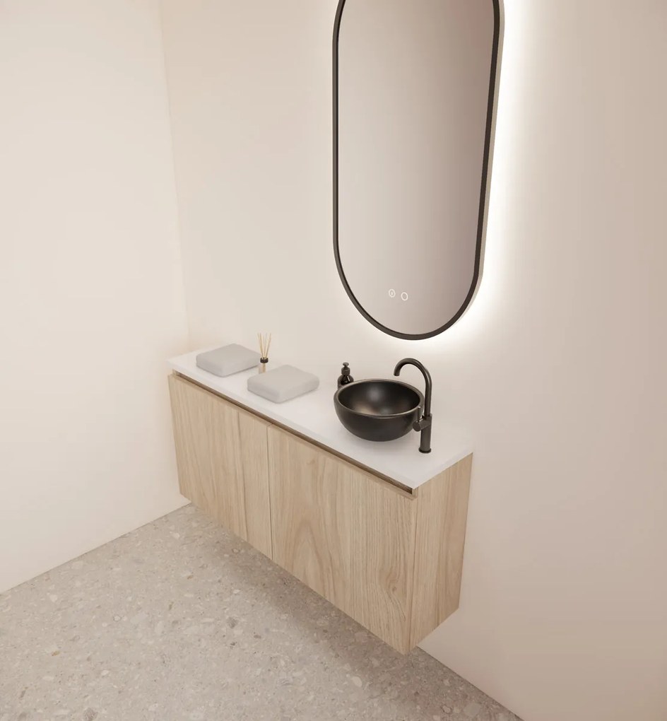 Gliss Design Echo toiletmeubel 100cm kastanje met toppaneel wit mat