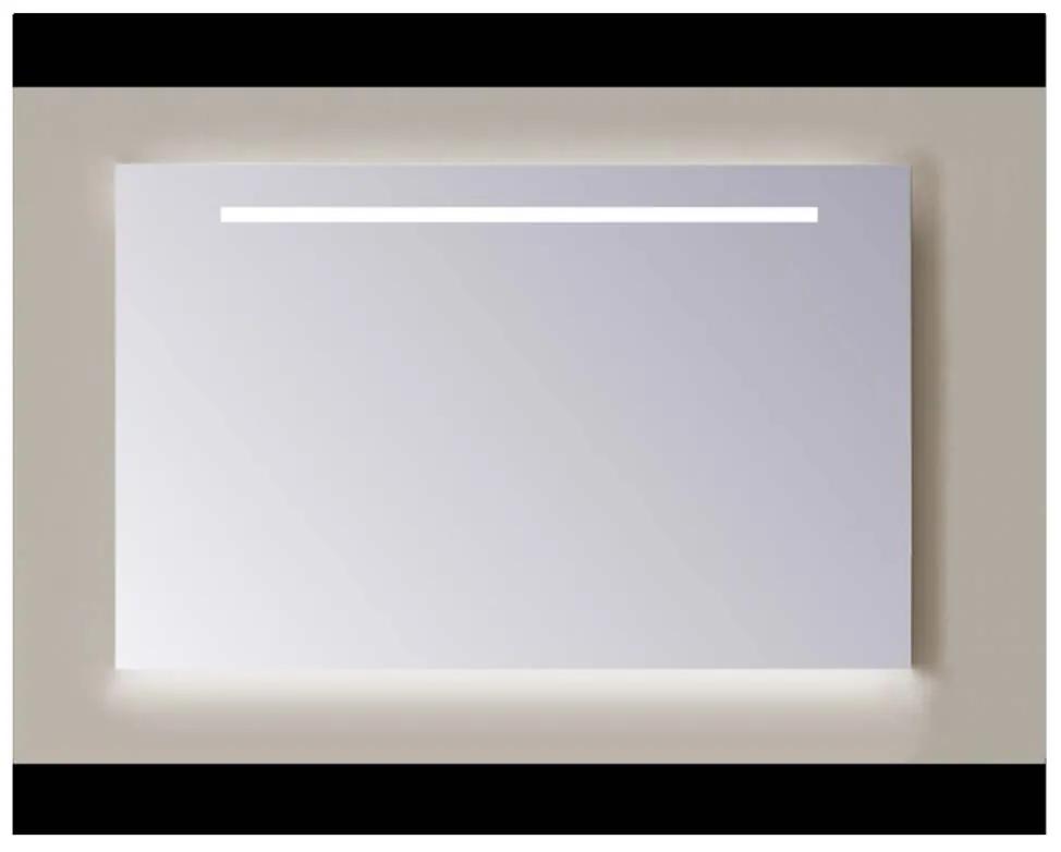 Sanicare Q-mirrors spiegel zonder omlijsting / PP geslepen 65 cm. horizontale strook + Ambi licht onder warm white leds