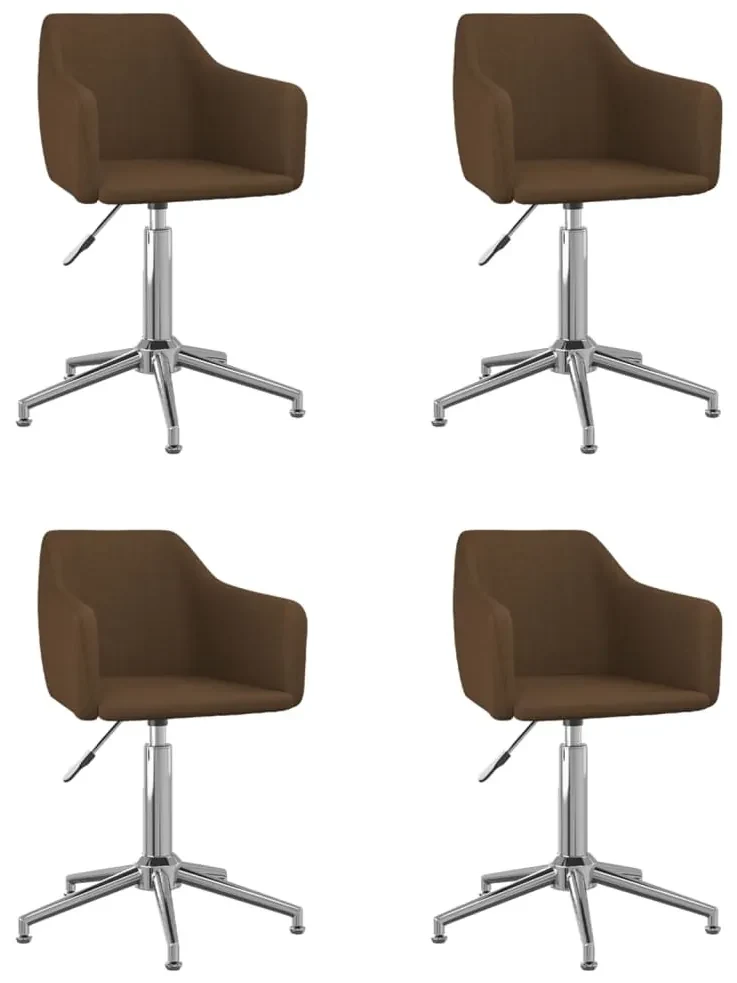 vidaXL Eetkamerstoelen draaibaar 4 st stof donkerbruin