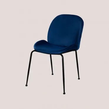 Set Van 2 Pary Fluwelen Eetkamerstoelen Blauw & Zwart - Sklum