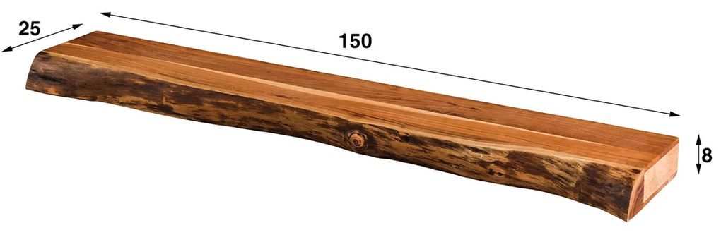 Boomstam Wandplank 150 Cm - 150x25x8cm.