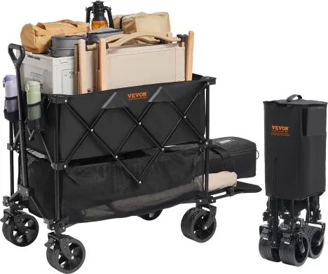 VEVOR Handkar 1320 x 565 x 1065 mm Kinderwagen van 600D Oxford-stof met PVC-coating Strandkar waterdicht, UV-bestendig max. draagvermogen 204 kg Transportkar Apparatuurkar Handkar