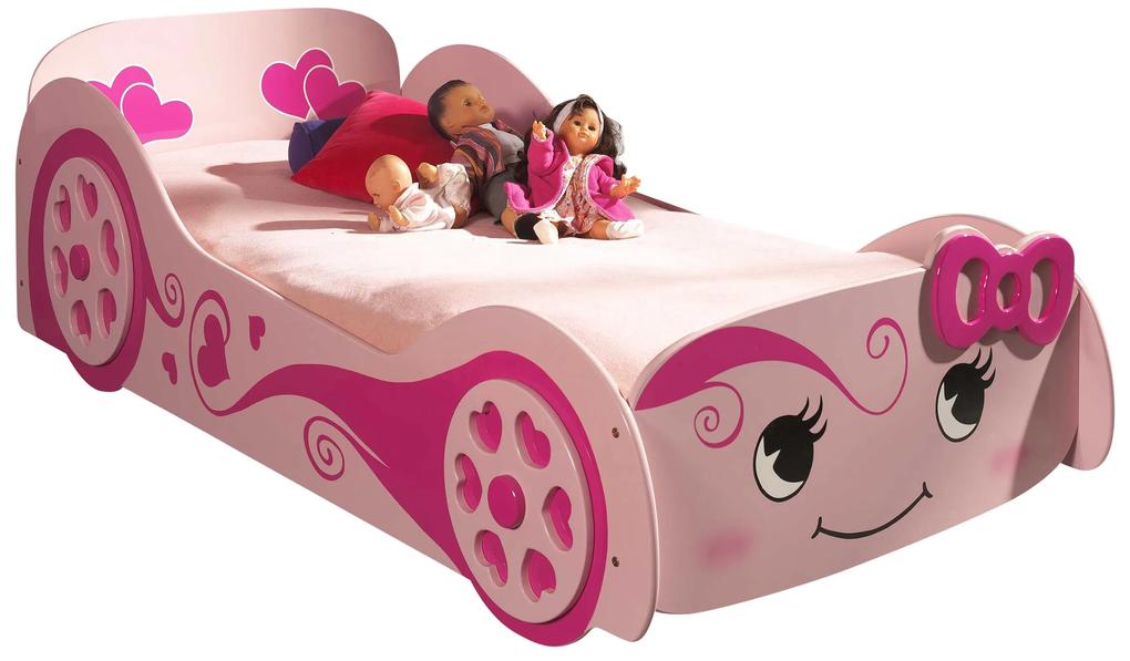 Baby Nora Love Car Bed  - Auto, Pretty, Meisje, Hartjes, Vipack - 213 x 101.4 x 68.3cm - Vipack