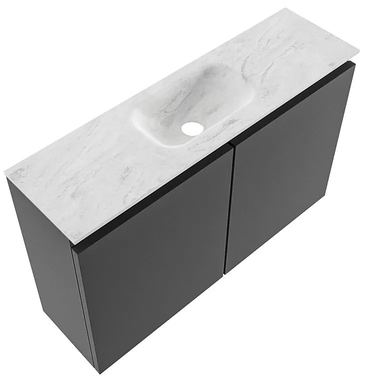 Mondiaz Ture DLux toiletmeubel 80cm dark grey met wastafel opalo midden met kraangat