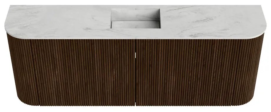 Mondiaz Joya DLux 115cm toiletmeubel ronding links/rechts walnut met wastafel faye midden zonder kraangat opalo