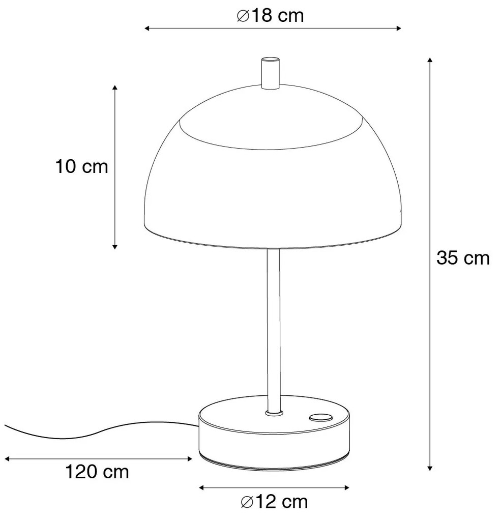 Tafellamp met dimmer mushroom zwart met opaal glas incl. LED - Djent Modern rond Binnenverlichting Lamp