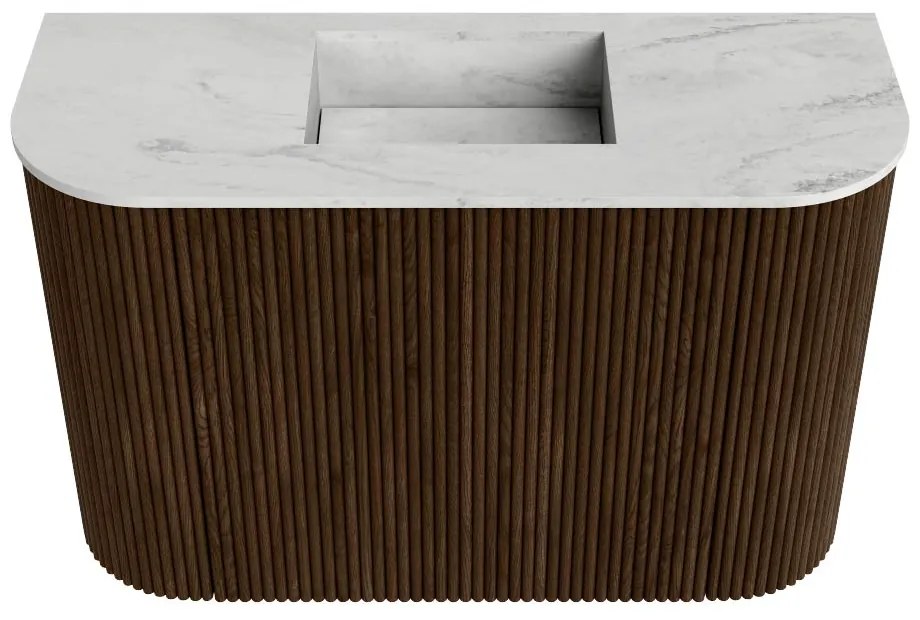 Mondiaz Joya DLux 65cm toiletmeubel ronding links/rechts walnut met wastafel faye midden zonder kraangat opalo
