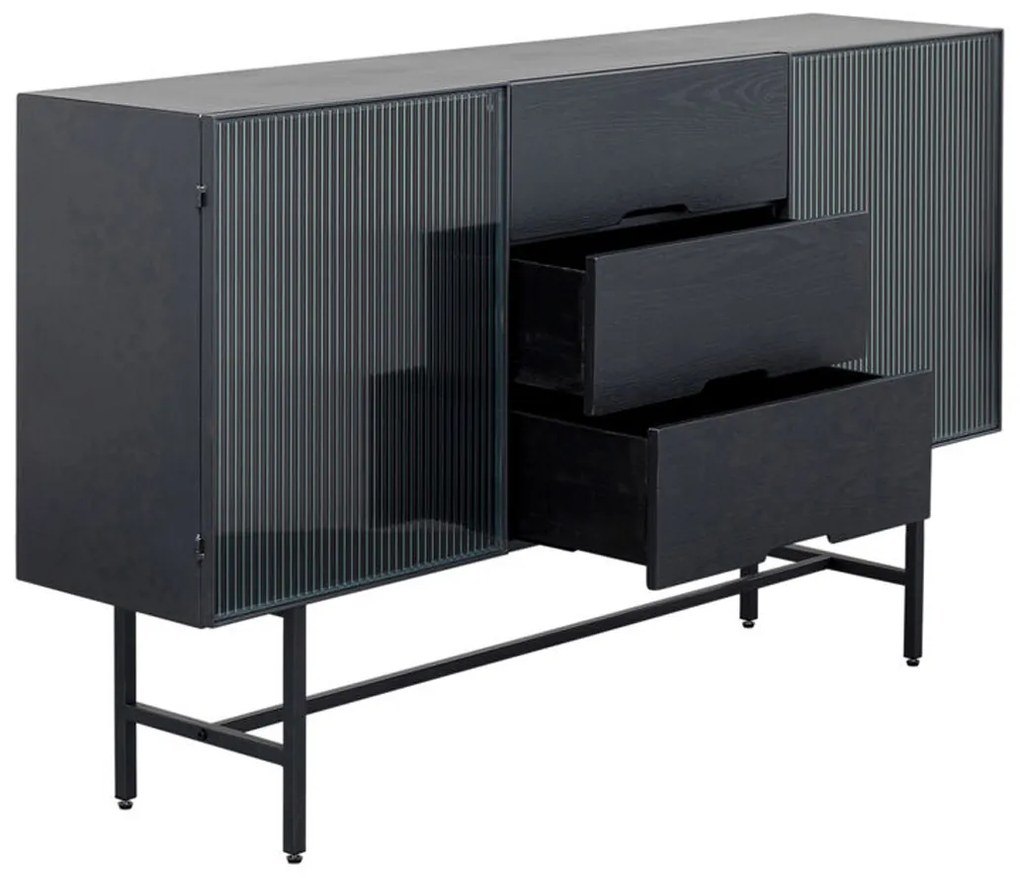 Kare Design San Diego Ribbelglas Dressoir Met Lades - 150x35x90cm.