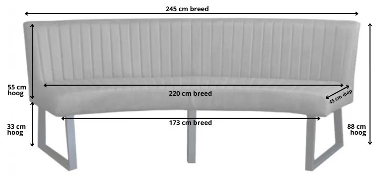 Eetkamerbank - Hengelo - stof Element lichtblauw 16 - geschikt voor ovale tafel 240 cm