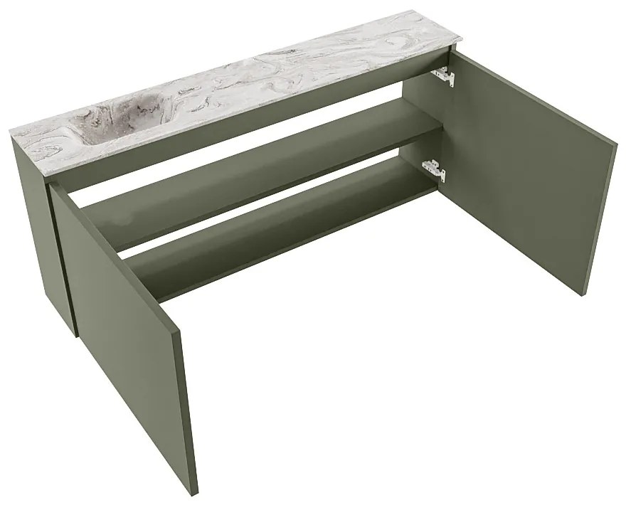 Mondiaz Ture DLux toiletmeubel 120cm army met wastafel glace links zonder kraangat