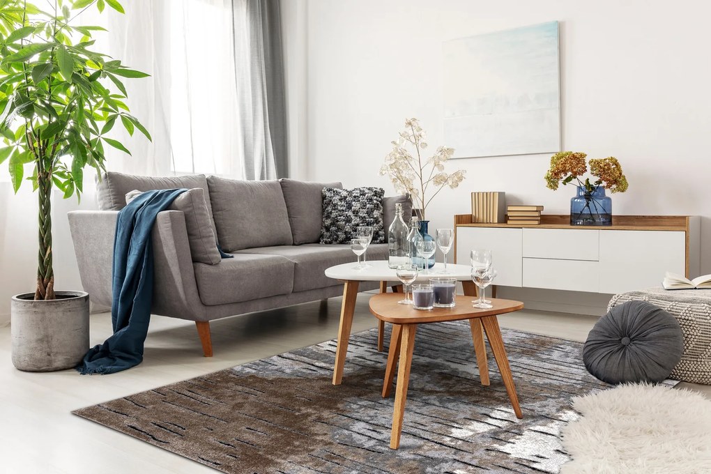 Tapijt modern COZY 8876 Rio - Structureel,  twee poolhoogte , bruin