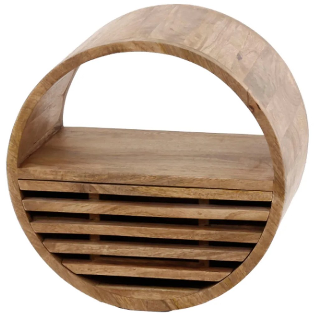 Houten Wandschap Met Lade Rond 40 Cm - 40x25x40cm.