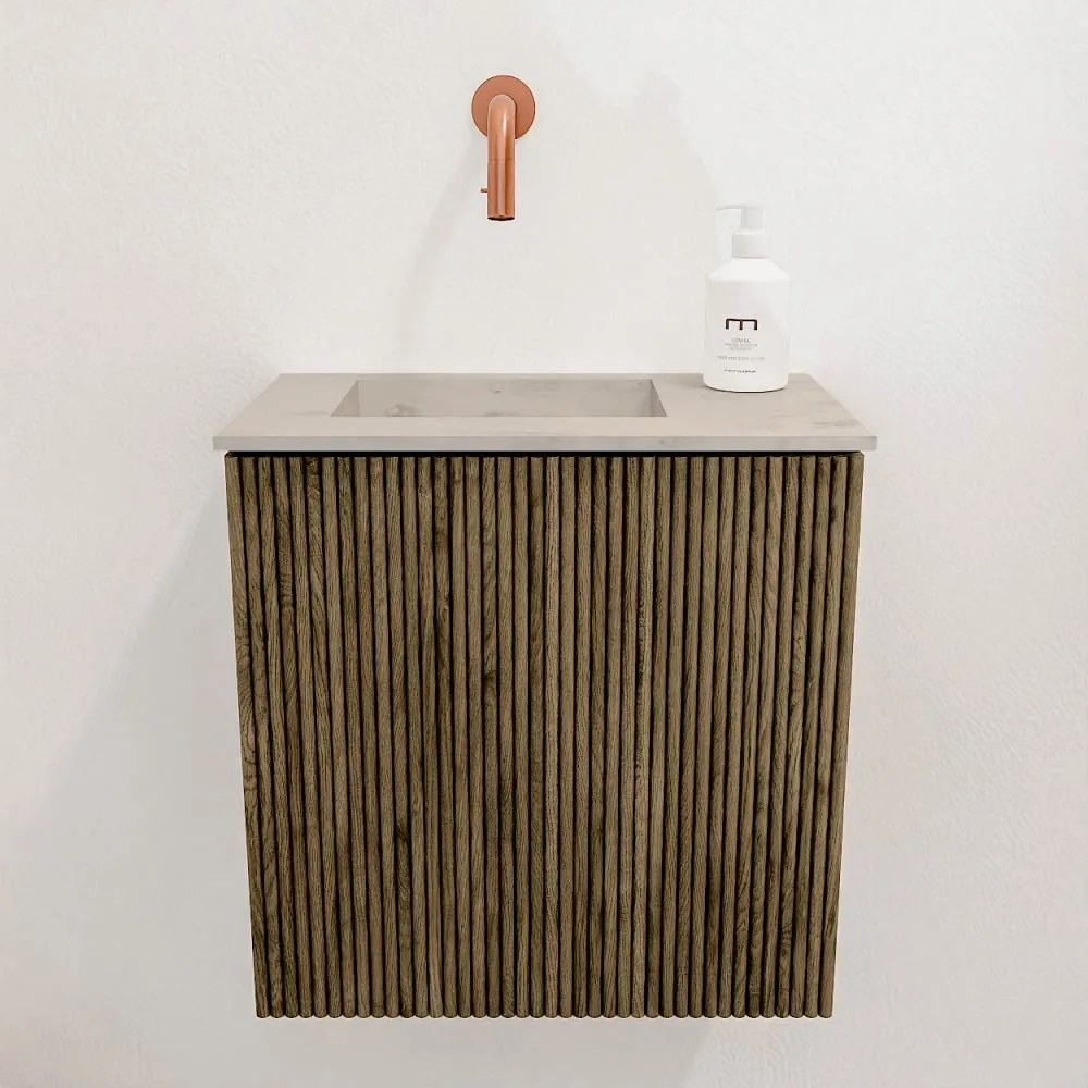 Mondiaz Joya DLux 40cm toiletmeubel dusk met wastafel faye links zonder kraangat opalo