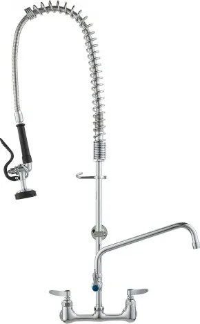 VEVOR Commerciële kraan met voorspoeldouche, hoogte 915, draaibare uitloop 30,5 cm, aan de muur gemonteerde keukenkraan, messing unit met uittrekbare sproeier, voor 1/2/3-cabine wastafel