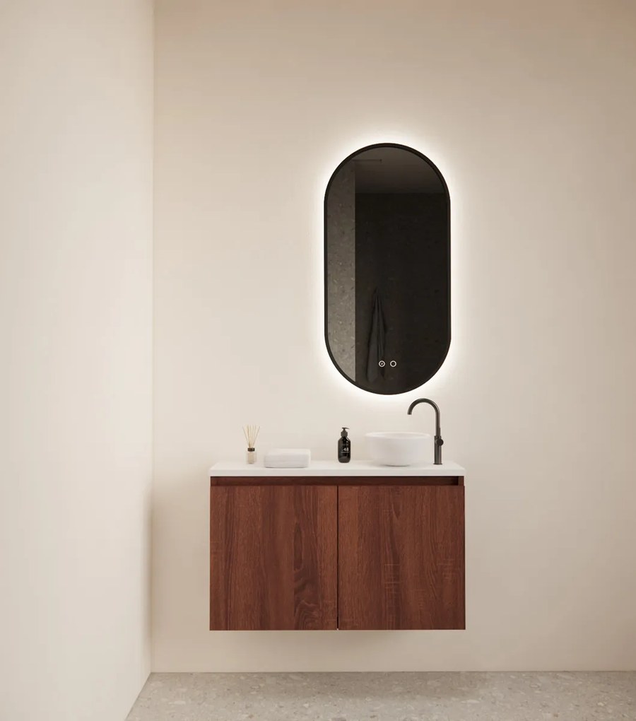 Gliss Design Echo toiletmeubel 80cm choco eiken met toppaneel wit mat