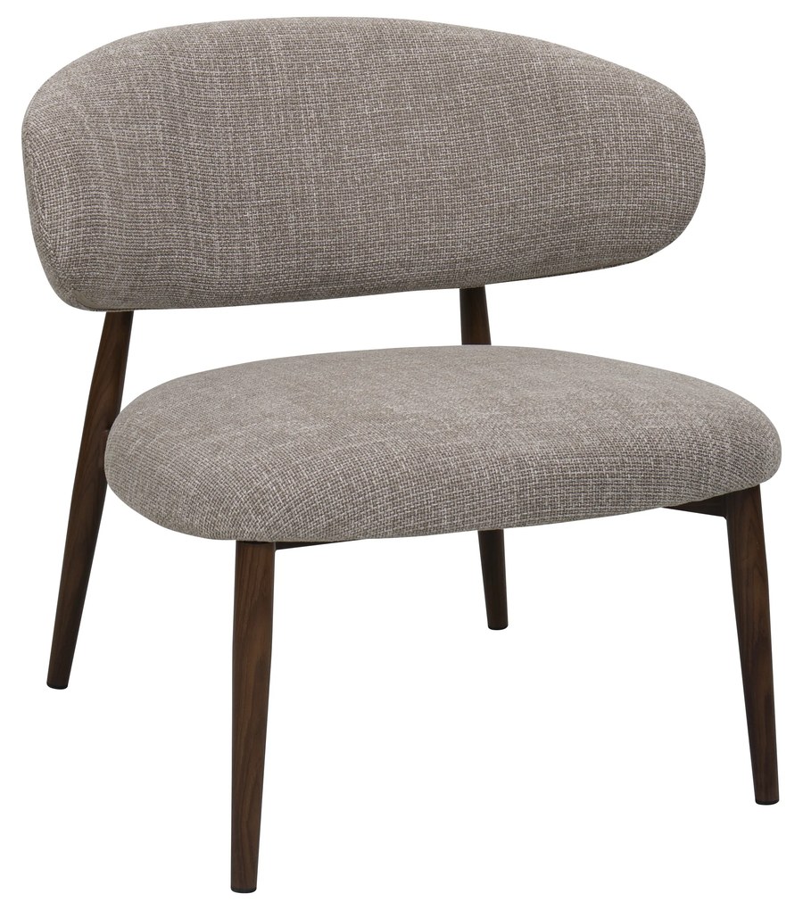 Fauteuil Walnoot Met Beige Stof