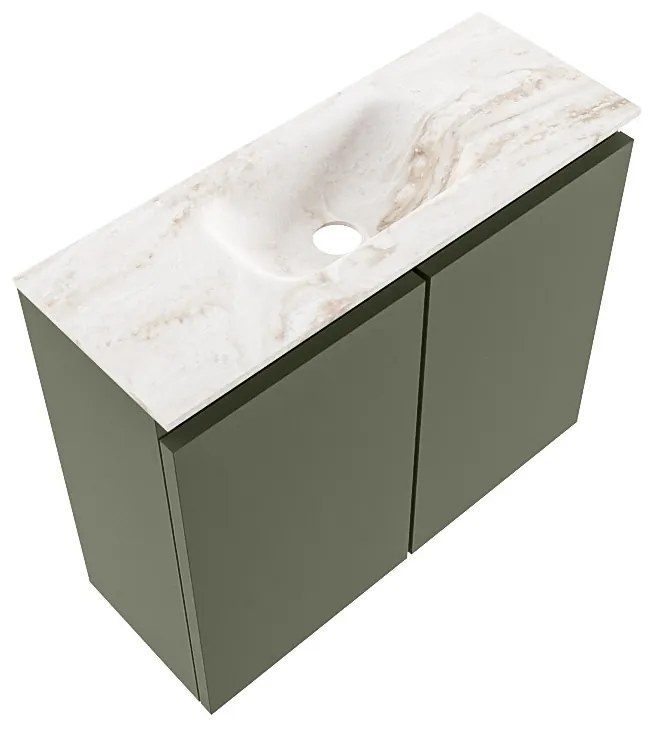 Mondiaz Ture DLux toiletmeubel 60cm army met wastafel frappe midden met kraangat