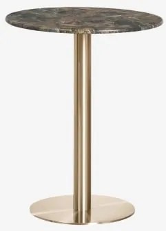 Ronde Bartafel Van Natuurlijk Steen Xiren Ø60 Cm & Groen Marmer Forest & Geborsteld Goud - Sklum