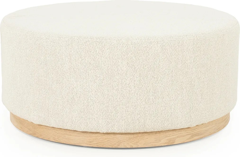 Ronde Hocker Beige Met Eiken Rand