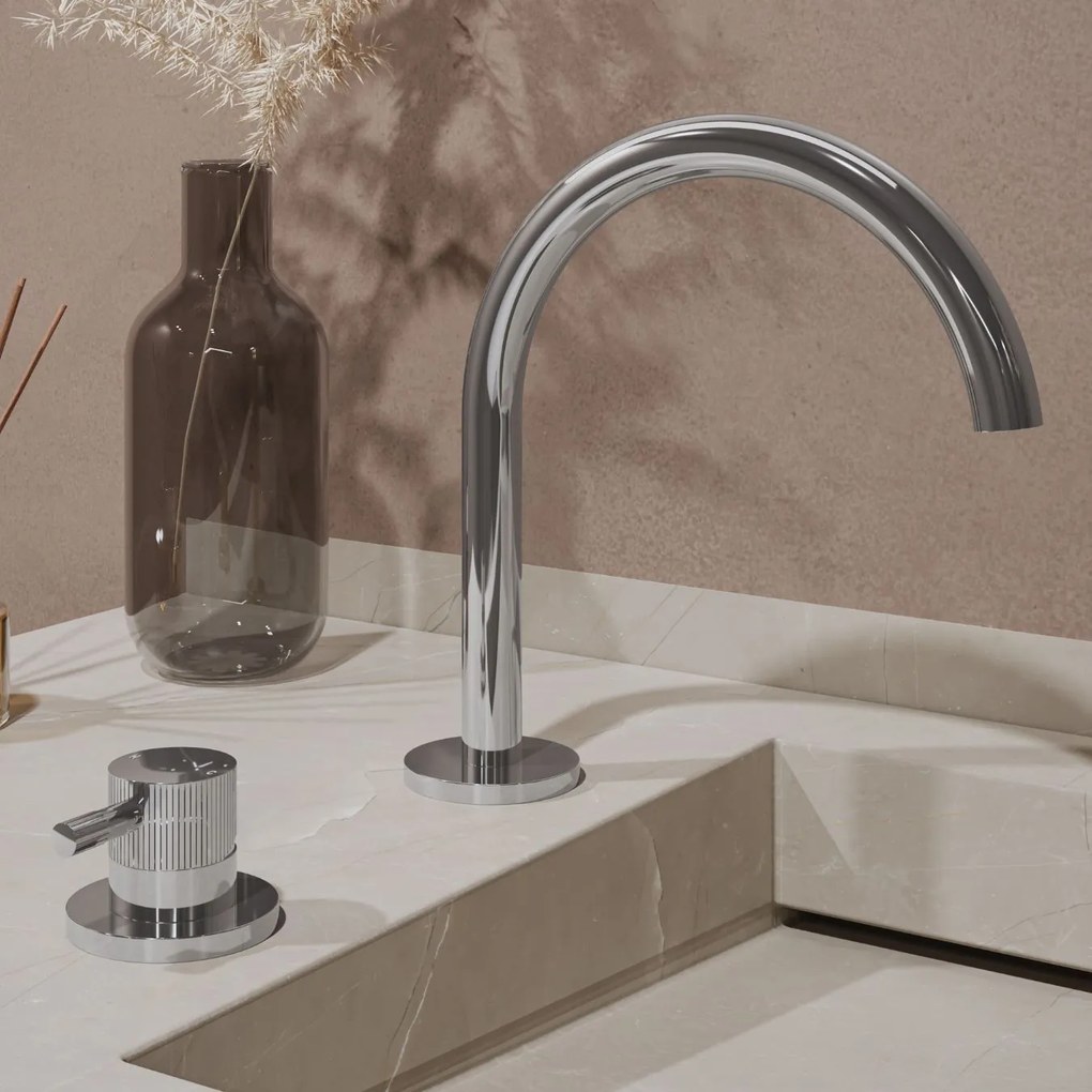 Saniclear Bond Stripes wastafelkraan 2-gats met Coldstart chroom