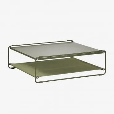 Amaro Bijzettafel Voor Tuin, Om Te Vormen Tot Poef, Van Staal Tapiocabeige - Diep Olijfgroen - Sklum