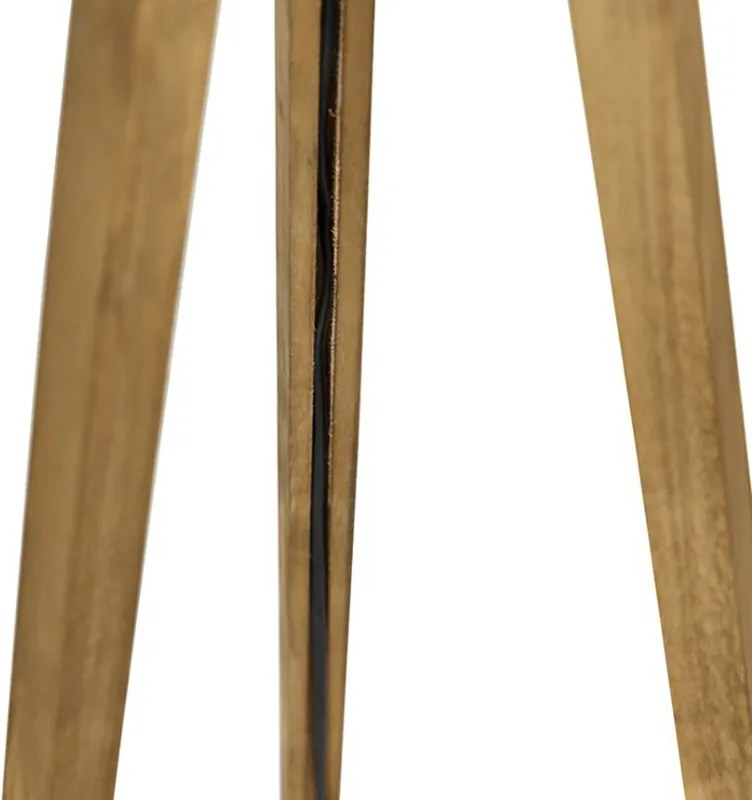 Landelijke tripod vintage hout met linnen kap donkergrijs 45 cm - Tripod Classic