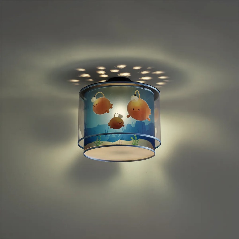 Kinder plafondlamp blauw met bulby - Harrie meets Bulby
