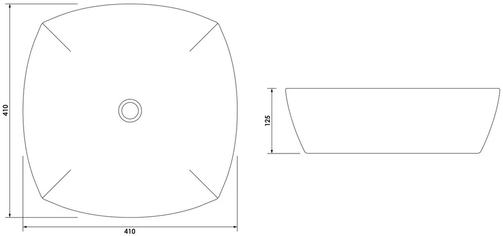 Brauer Peak waskom keramiek 41cm wit glans