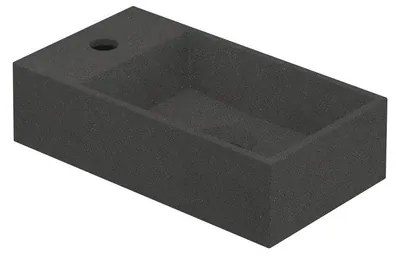 INK Contra Fontein - 40x22x10cm - wasbak rechts - 1 kraangat - polystone Quartz grijs 3403060