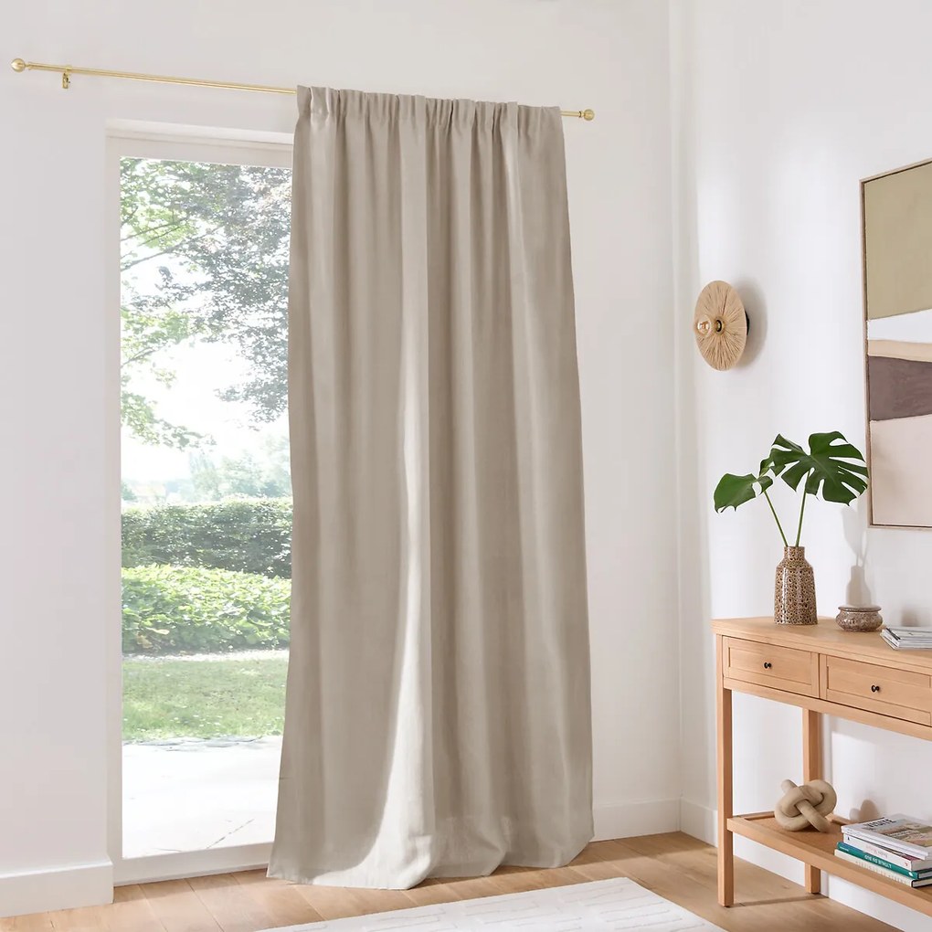 Verduisteringsgordijn in linnen met gerimpelde bies en golf, ELBA