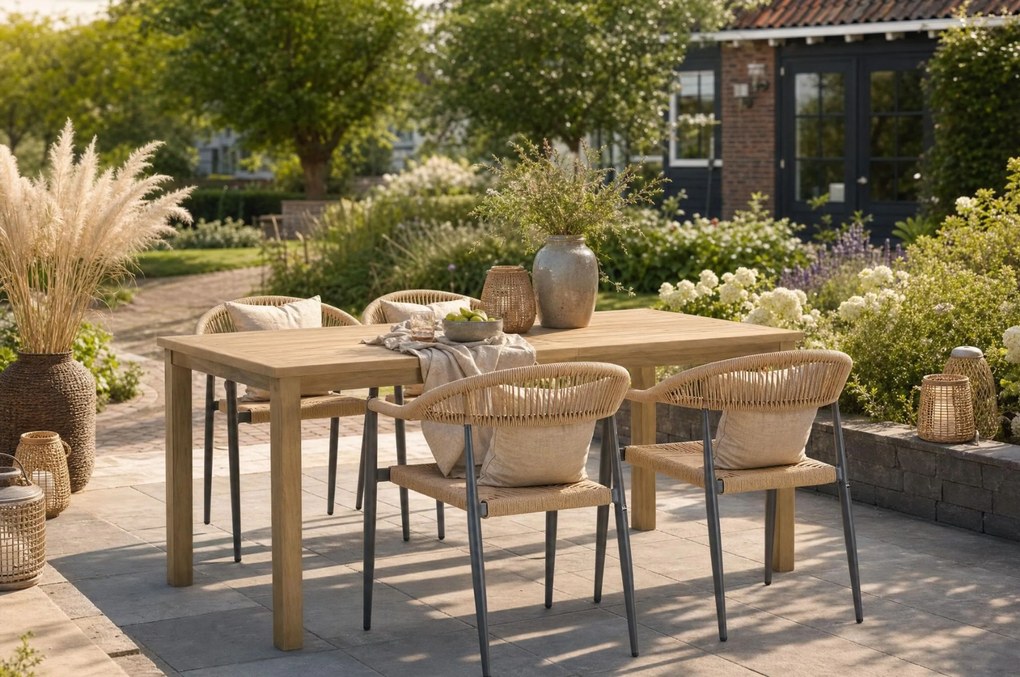 Tuinset 4 personen 160 cm Aluminium/Rope Taupe De Laan Projects