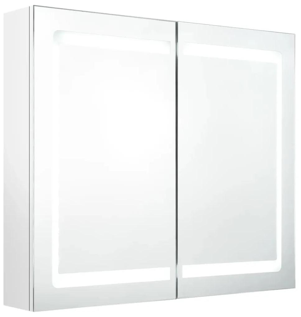 vidaXL Badkamerkast met spiegel en LED 80x12x68 cm glanzend wit