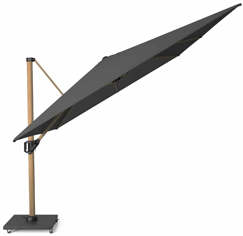 Platinum Challenger zweefparasol 3x3m T2 premium teaklook frame (incl. voet en hoes) faded black