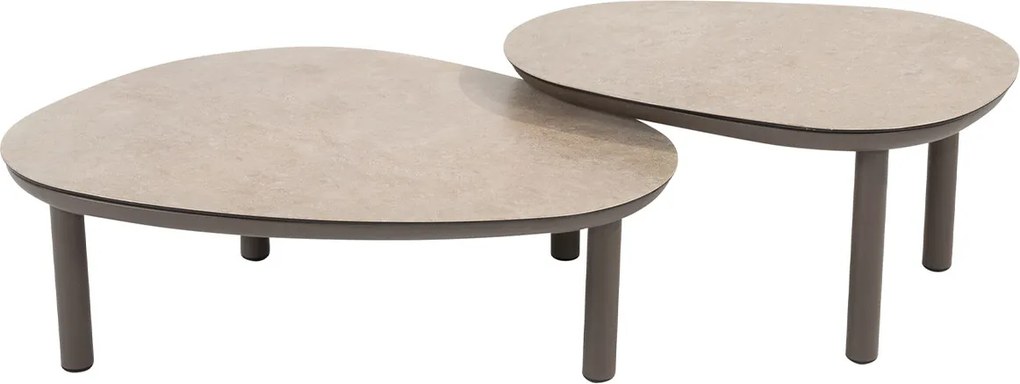 4 Seasons Monroe loungetafels Ø65xH32 cm en Ø80xH27 cm - terre