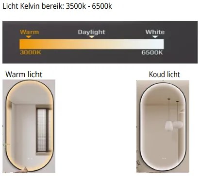 Sanigoods Lumo ovale spiegel met verlichting en verwarming 100x50cm RVS geborsteld