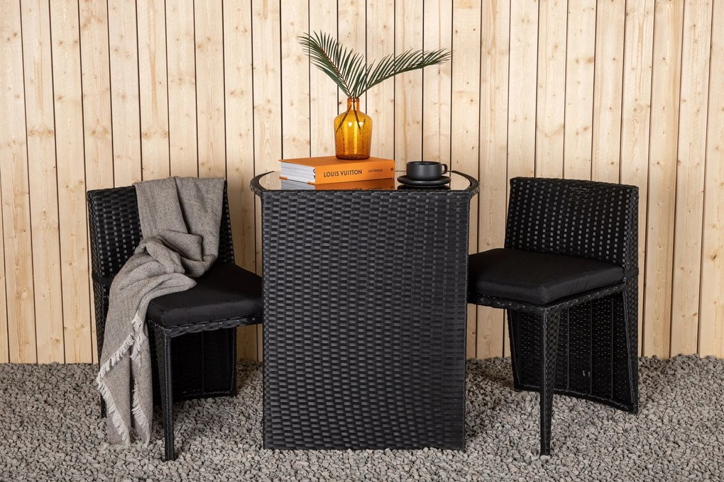 The Outsider Barset - Niek  - Wicker - Zwart - Met Kussens - The Outsider