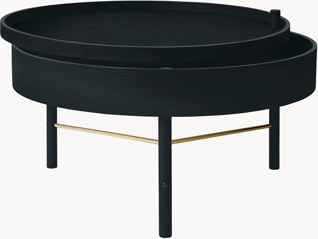 Ronde eikenhouten salontafel Turning Table met opbergruimte