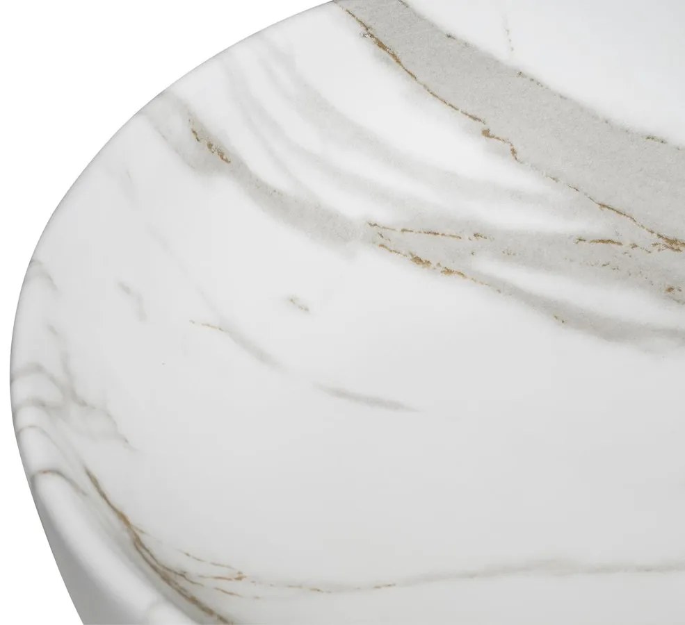 Sapho Rondane keramische waskom 60x42cm wit marmer