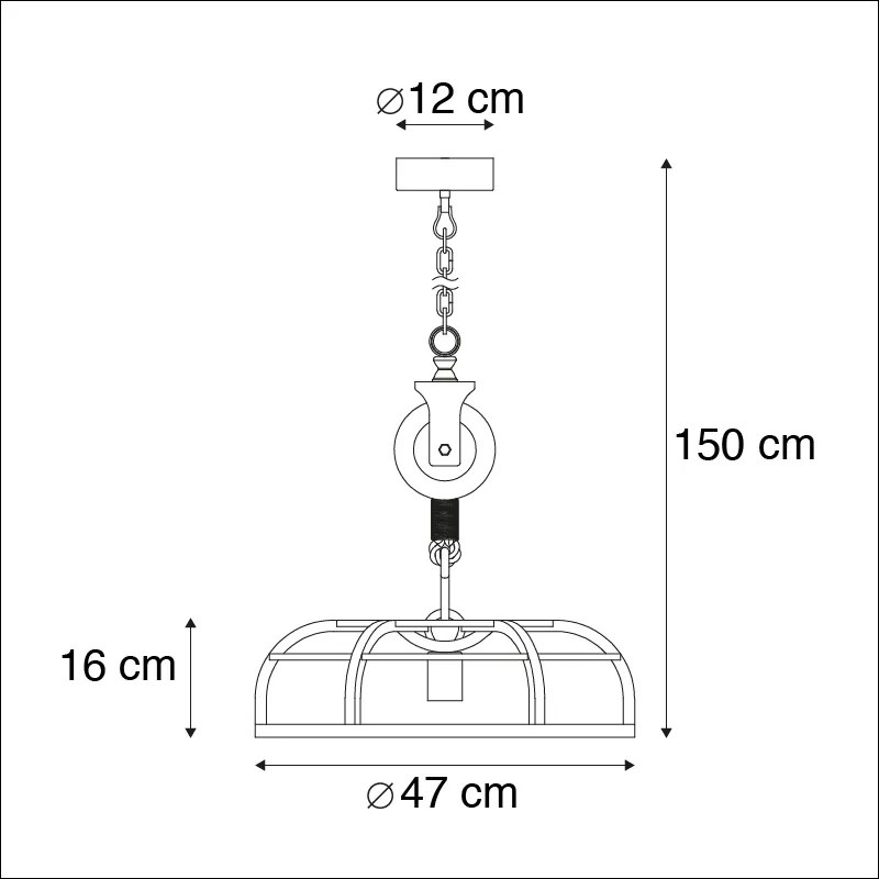 Industriële hanglamp zwart - Camelot Industriele / Industrie / Industrial E27 rond Binnenverlichting Lamp